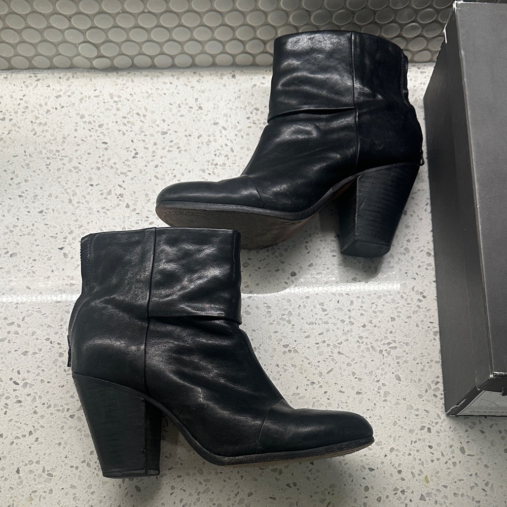 rag & bone Classic Newbury Black  Leather Boots with box